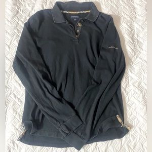 Black Burberry polo long sleeve shirt